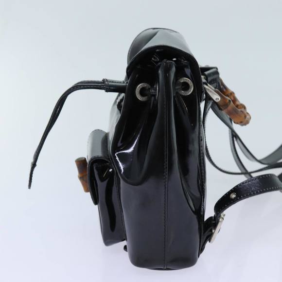 GUCCI Bamboo Backpack Patent leather Black Auth ar11692 - Picture 4 of 16